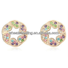 Colorful Circle Costume Jewelry Austrian Crystal Stud Earring For Ladies